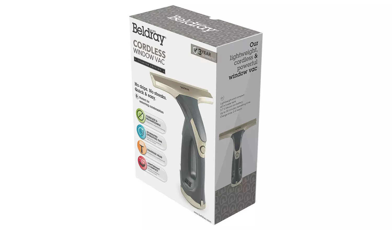 Beldray Cordless Handheld Window Vacuum Cleaner