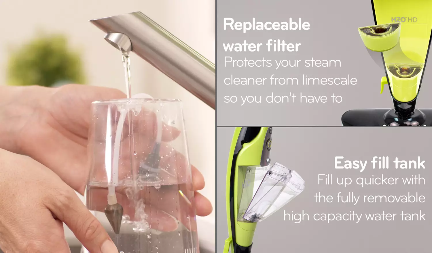 H2O HD 5-in-1 Steam Mop and Handheld Steam Cleaner