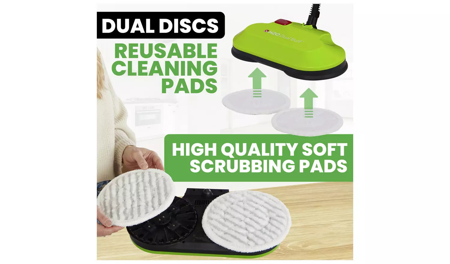 H2O HD 8-in-1 Steam Cleaner, Scrubber, Buffer & Polisher