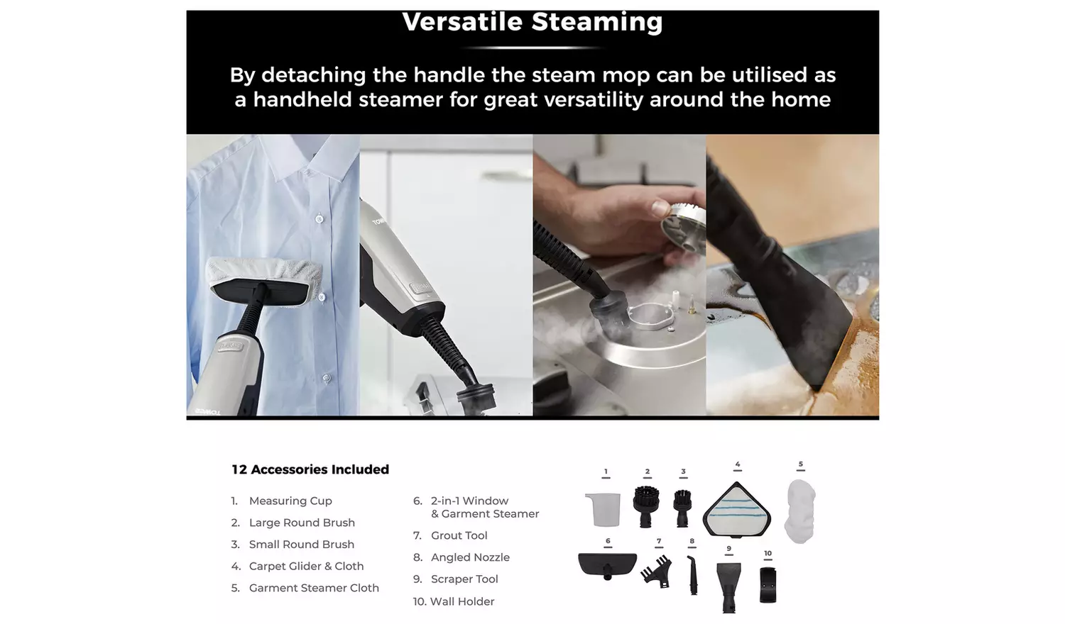 Tower TSM12 12-in-1 Corded Steam Cleaner