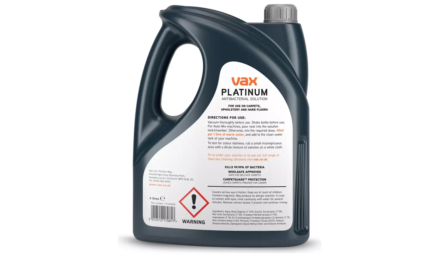 Vax Platinum 4L Antibacterial Carpet Cleaning Solution