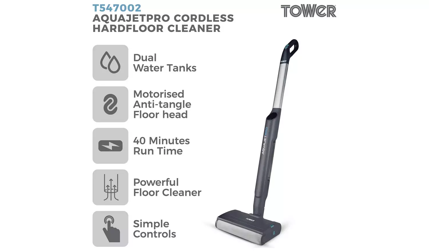 Tower Aquajet T547002 Cordless Hardfloor Cleaner