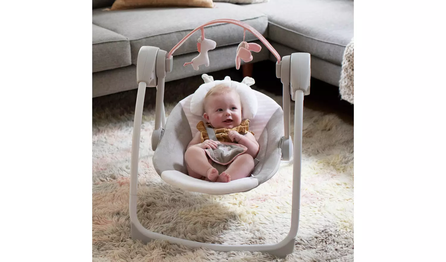 Ingenuity Portable Baby Swing - Flora The Unicorn