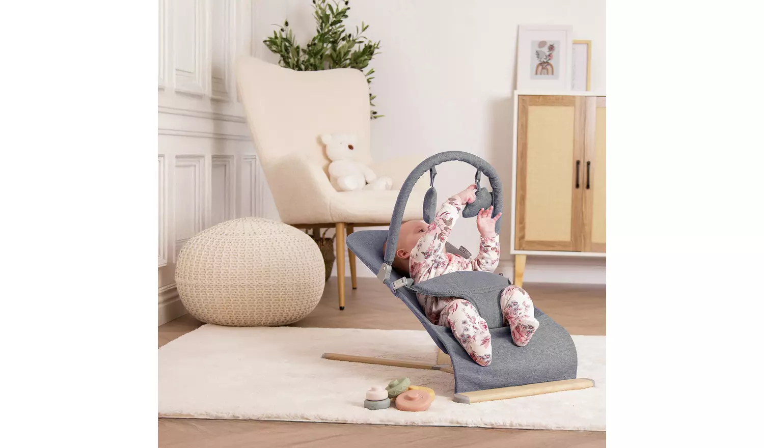 Red Kite Baya Grey Baby Bouncer Dove