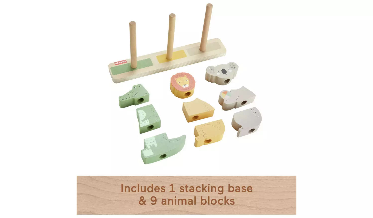 Fisher-Price Wooden Stack & Sort Animals 10 Piece Toy