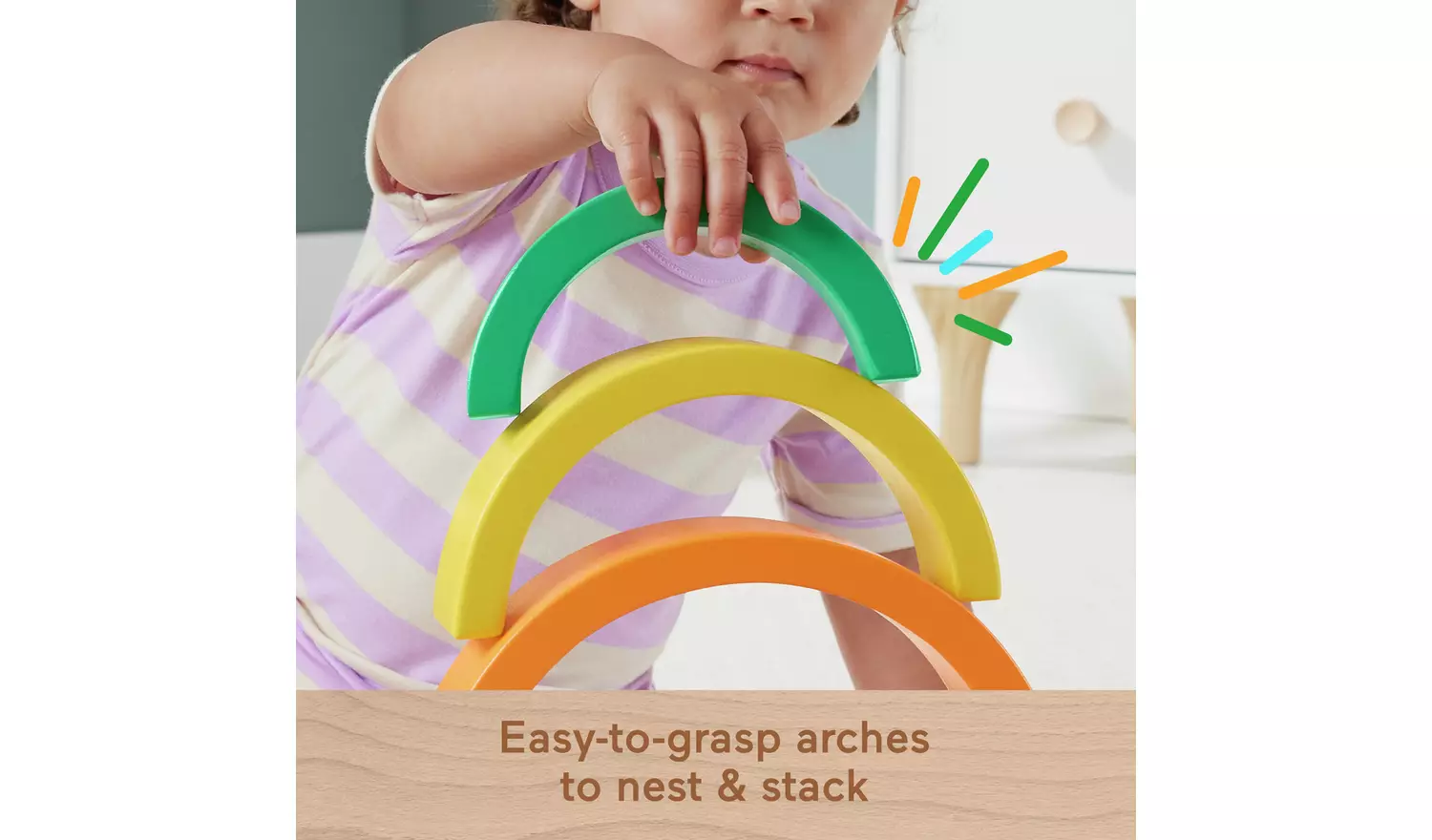 Fisher-Price Toddler Toy Wooden Stacking Rainbow