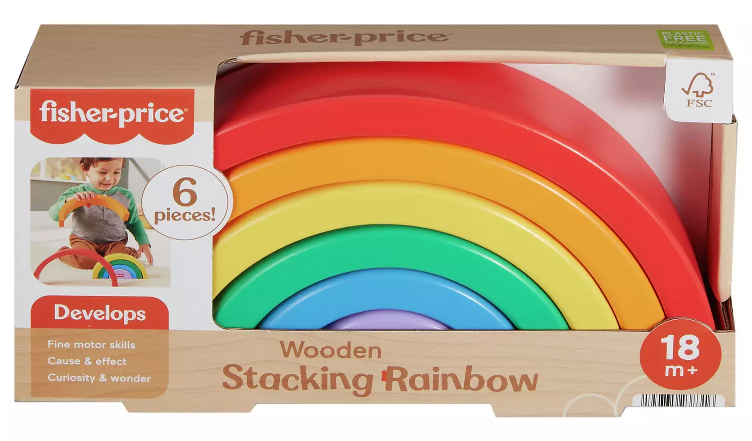 Fisher-Price Toddler Toy Wooden Stacking Rainbow