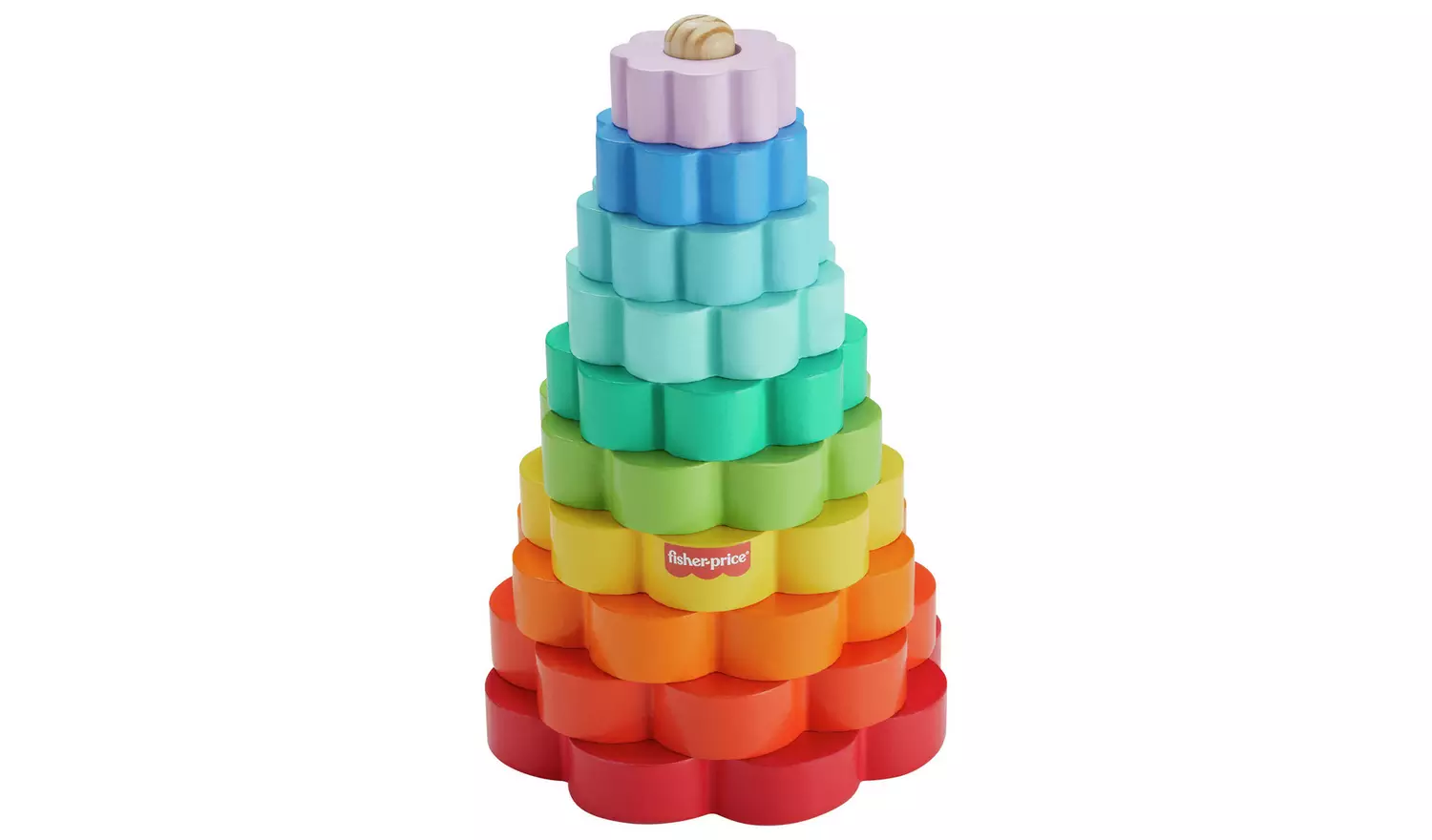 Fisher-Price Wooden Ring Stacker Fine Motor Toy 10 Pieces