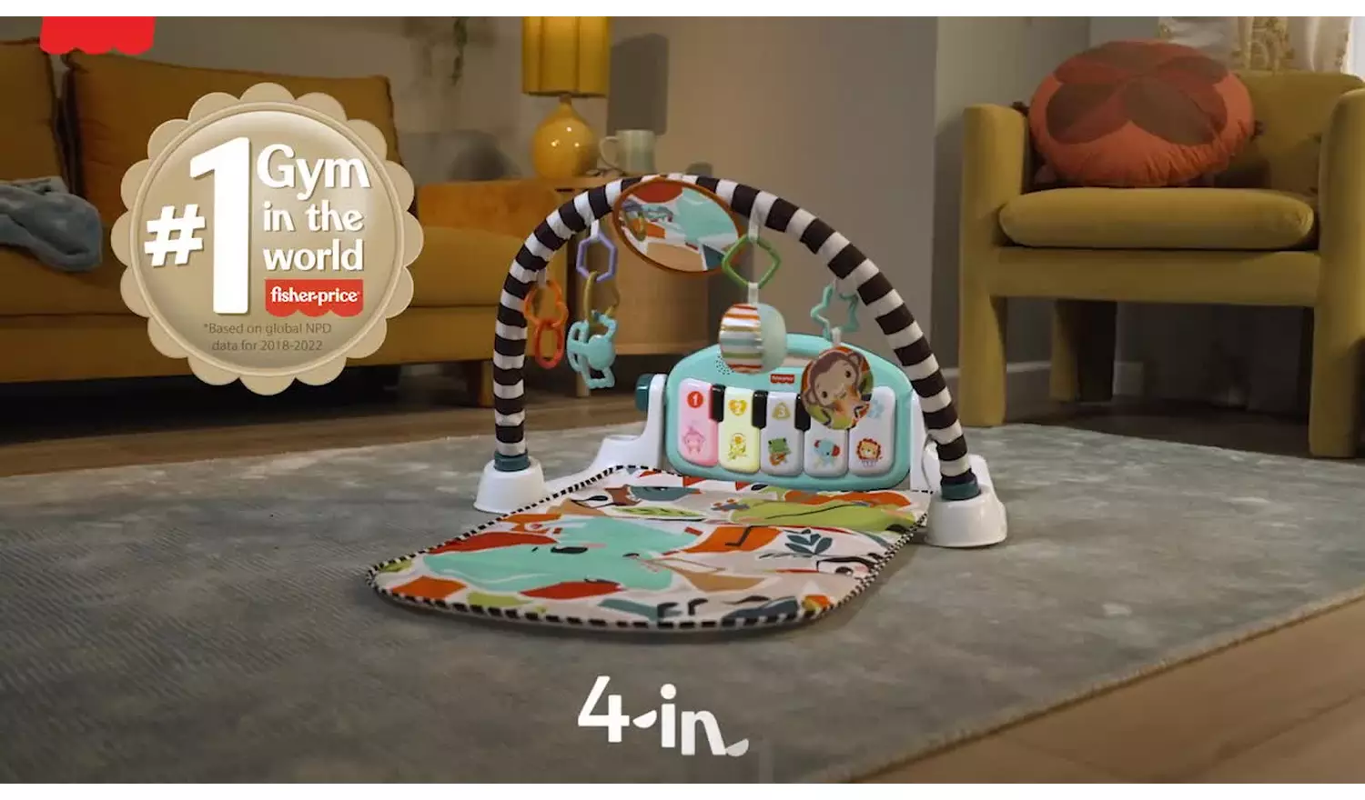 Fisher-Price Glow and Grow Kick & Play Piano Gym - Blue