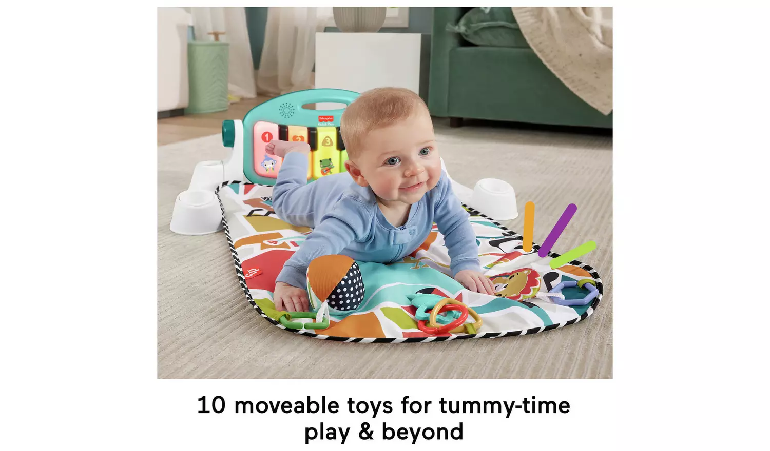 Fisher-Price Glow and Grow Kick & Play Piano Gym - Blue