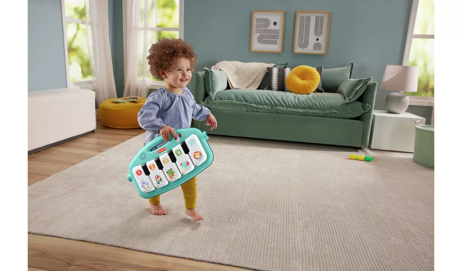 Fisher-Price Glow and Grow Kick & Play Piano Gym - Blue