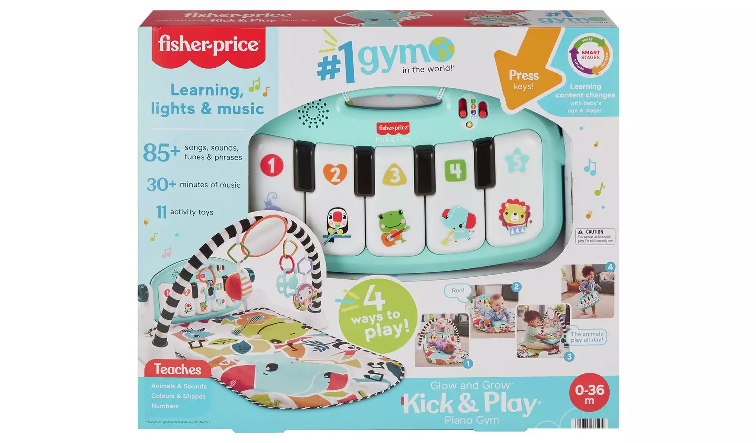 Fisher-Price Glow and Grow Kick & Play Piano Gym - Blue