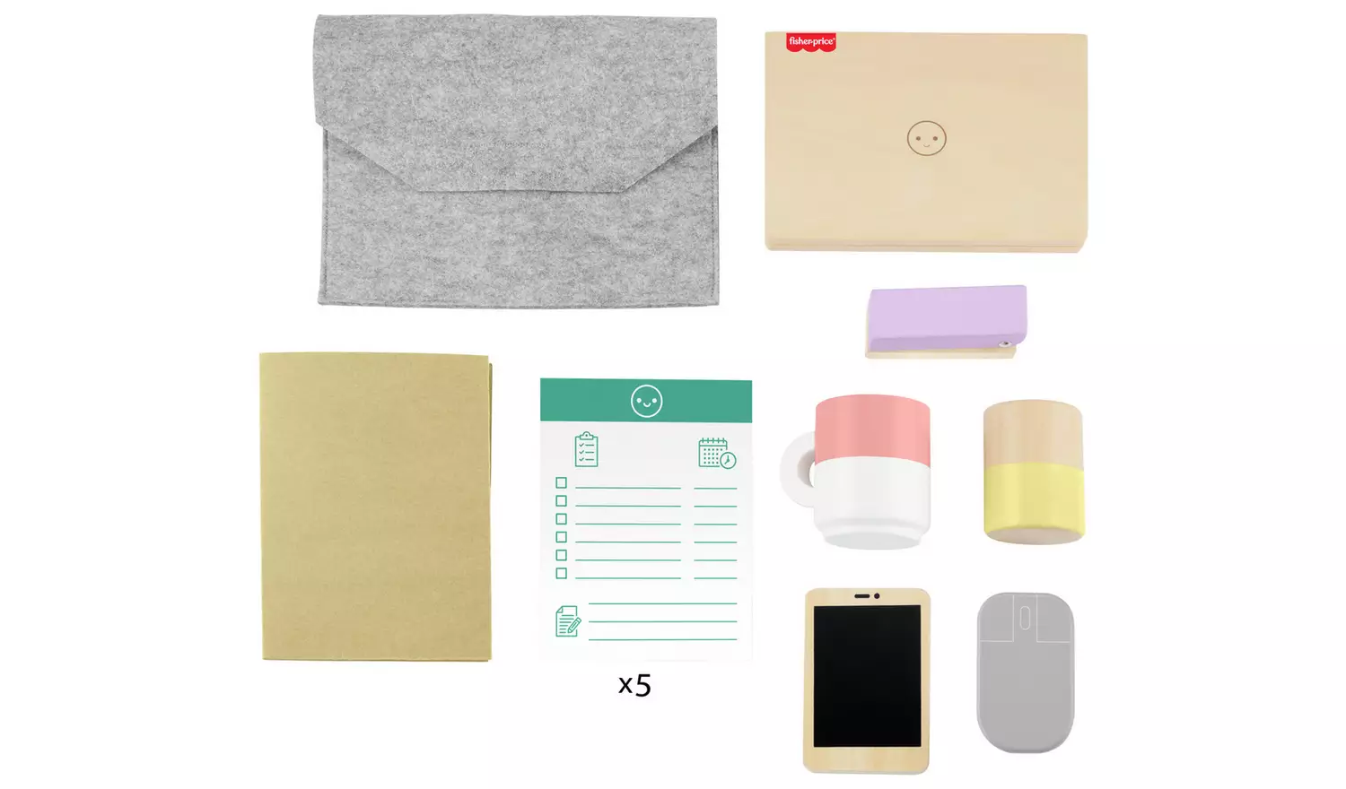 Fisher-Price Wooden Pretend Office Work From Home Playset