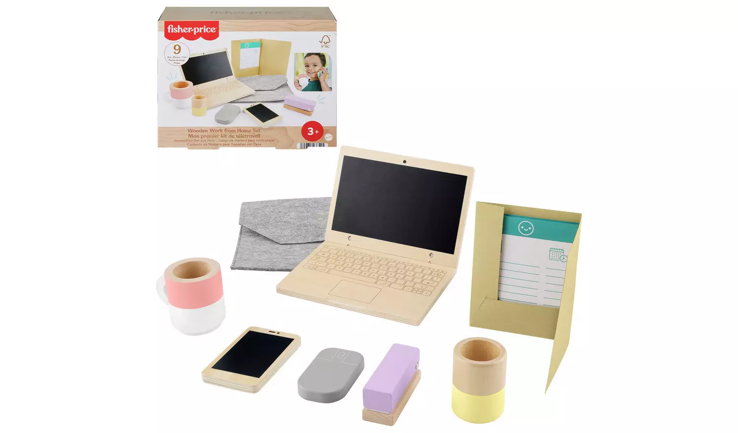 Fisher-Price Wooden Pretend Office Work From Home Playset