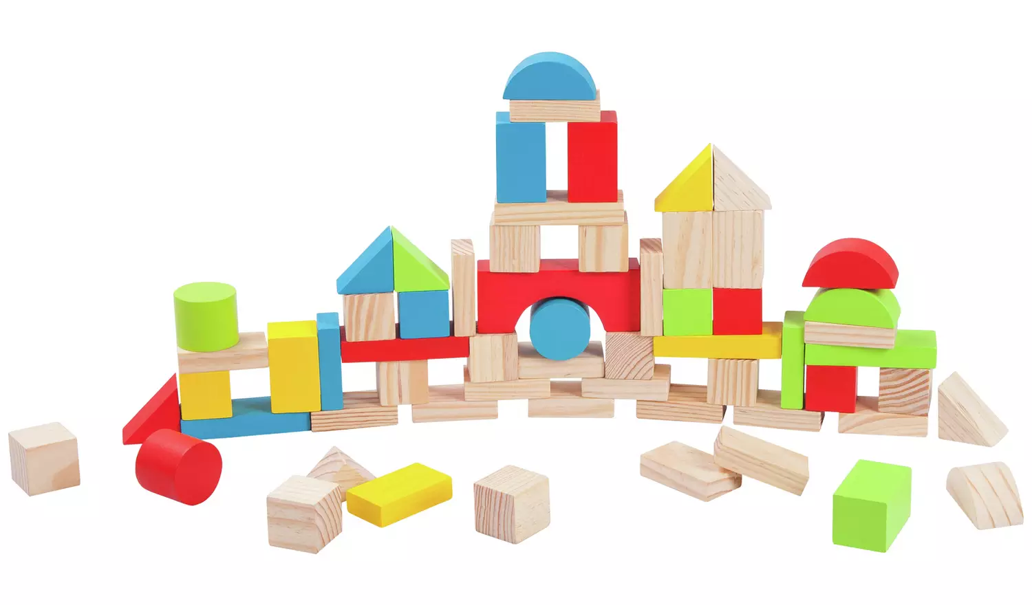 Chad Valley PlaySmart Wooden Block Set - 80 Pieces