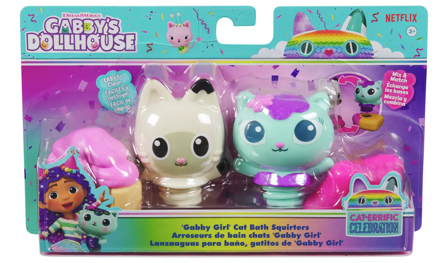 Gabby's Dollhouse Cat Bath Squirter Figures