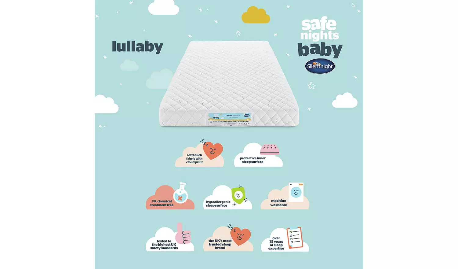 Silentnight Safe Nights Lullaby 60 x 120cm Cot Mattress