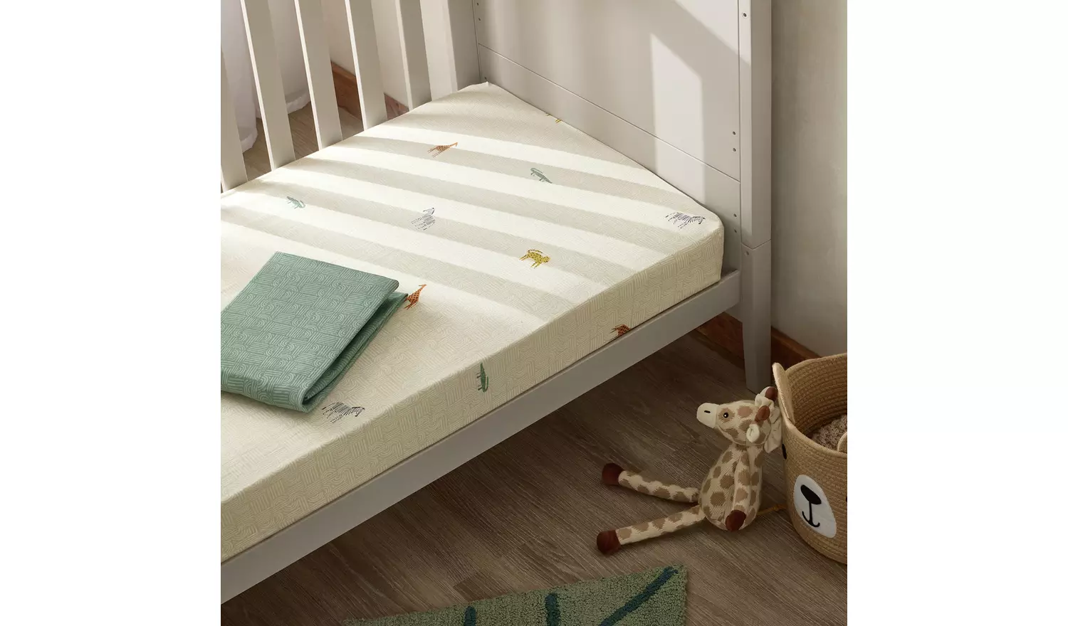 Habitat Cotton Jersey Safari Twin Nursery Fitted Sheet-Moses