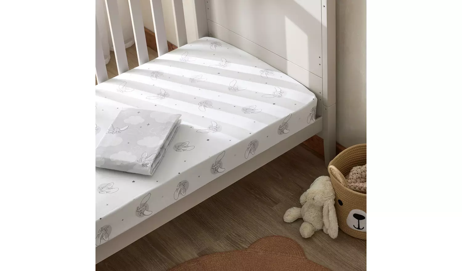 Disney Dumbo Cotton Twin Pack Nursery Fitted Sheet - Cot Bed