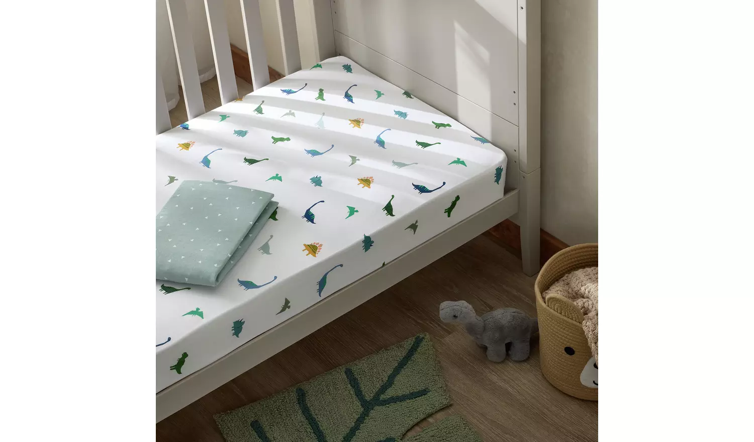 Habitat Cotton Little Dino Nursery Fitted Sheet - Cot Bed