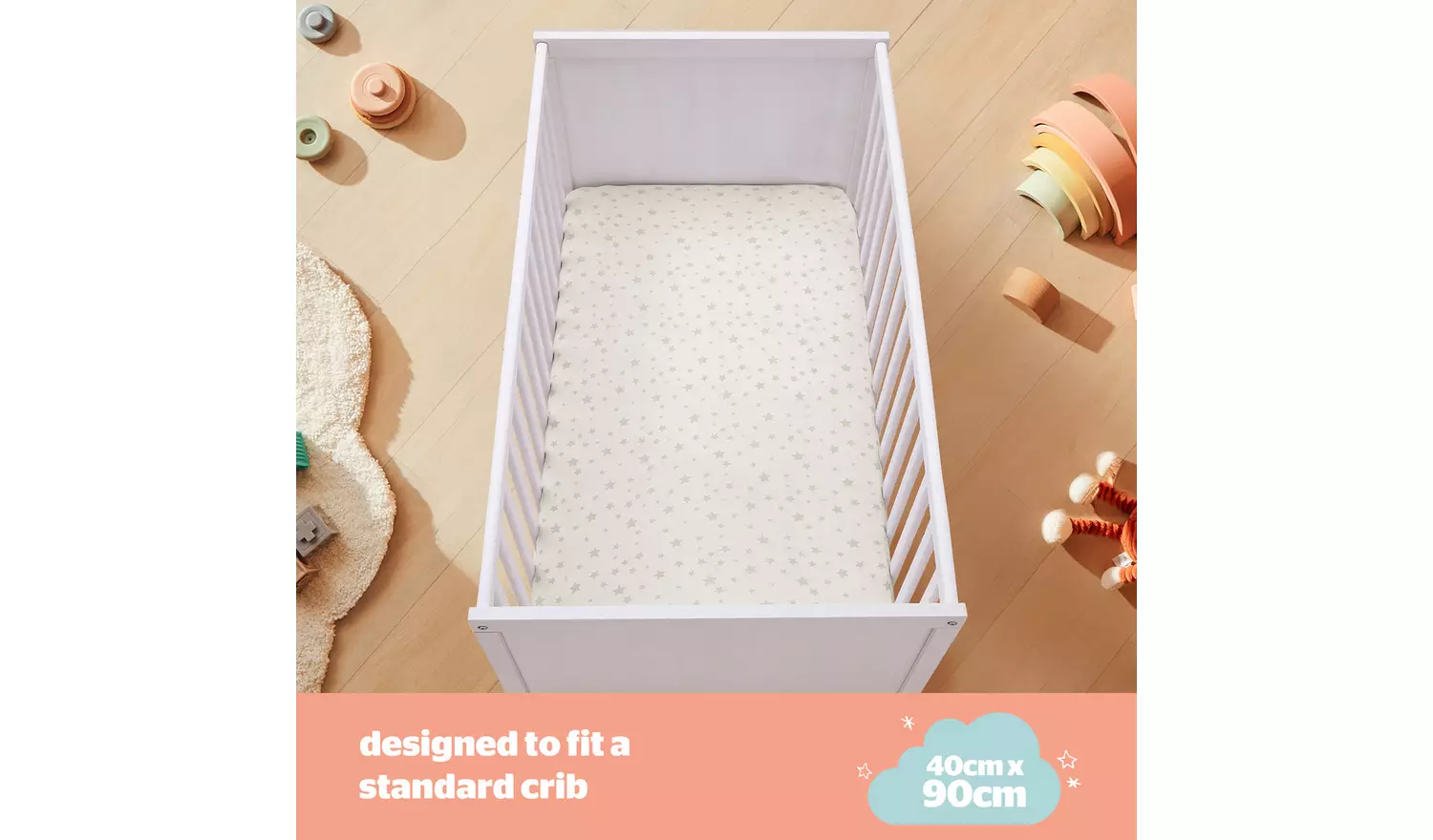 Silentnight Safe Nights Nursery Grey Fitted Sheets - Crib