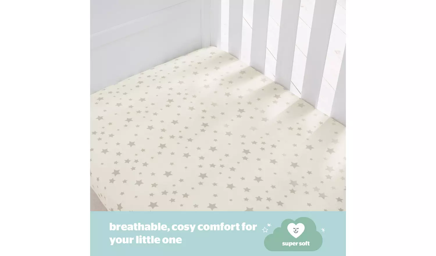 Silentnight Safe Nights Nursery 2Pack Grey Fitted Sheets-Cot