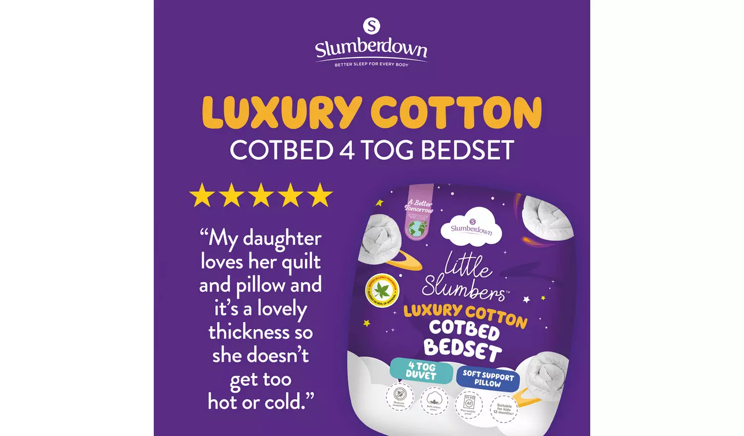 Slumberdown Little Slumbers Anti-Allergy Bedset - Cot Bed