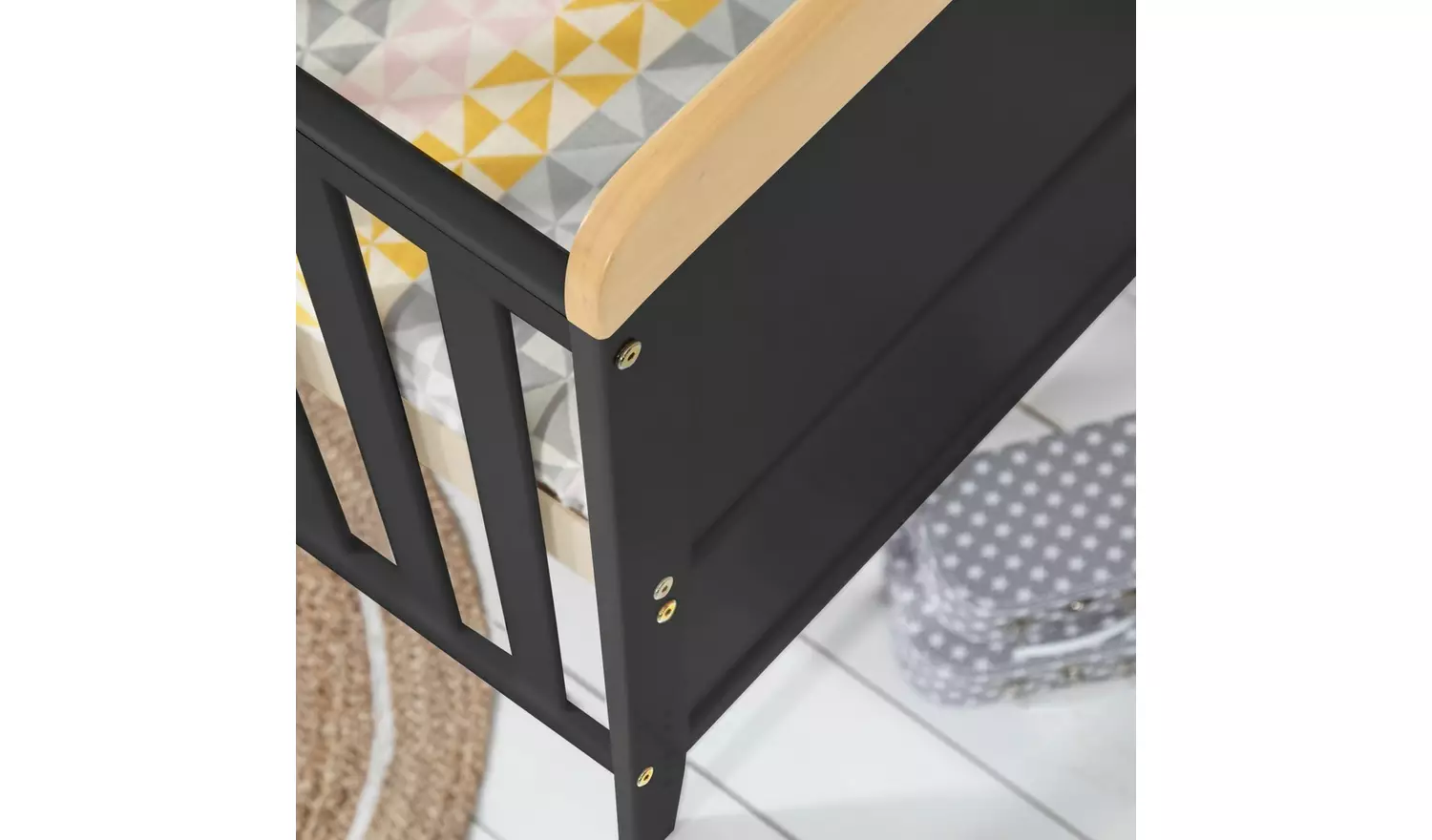 Tutti Bambini Rio Cot Bed, Top Changer & Mattress -Slate Oak