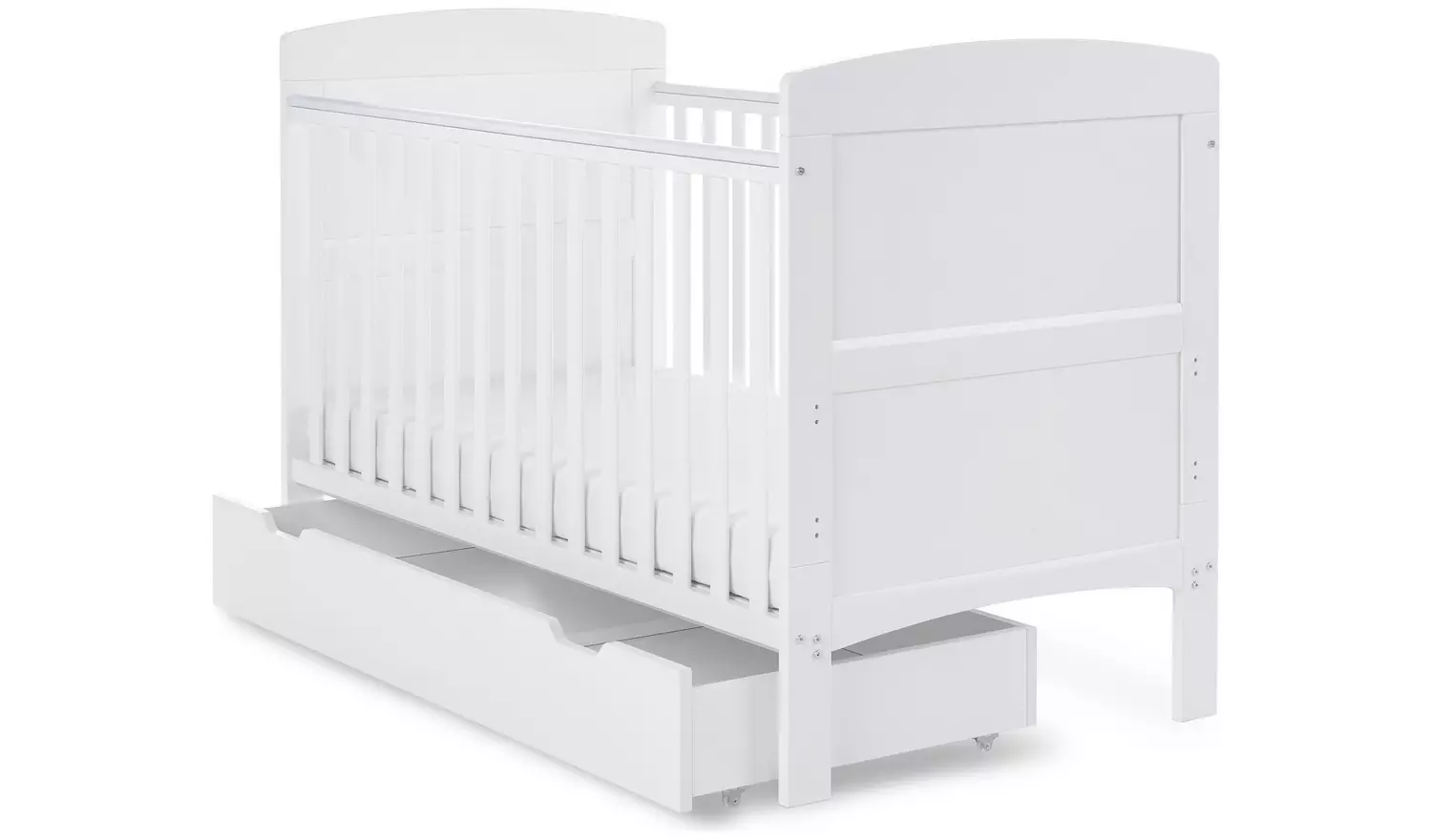 Obaby Grace Baby Cot Bed & Drawer - White