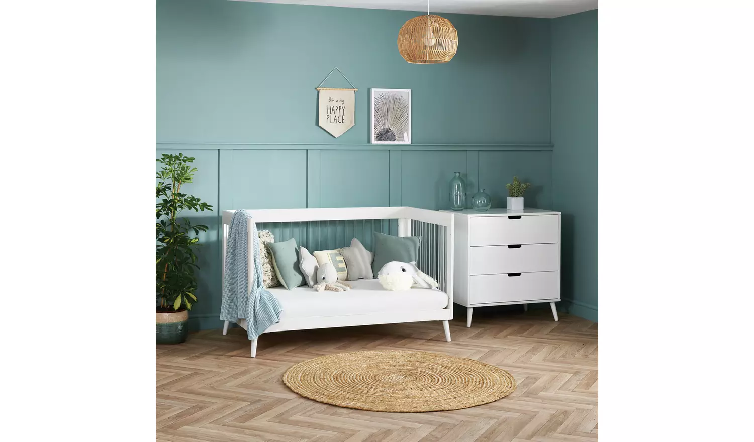 Obaby Maya Cot Bed - White with Acrylic