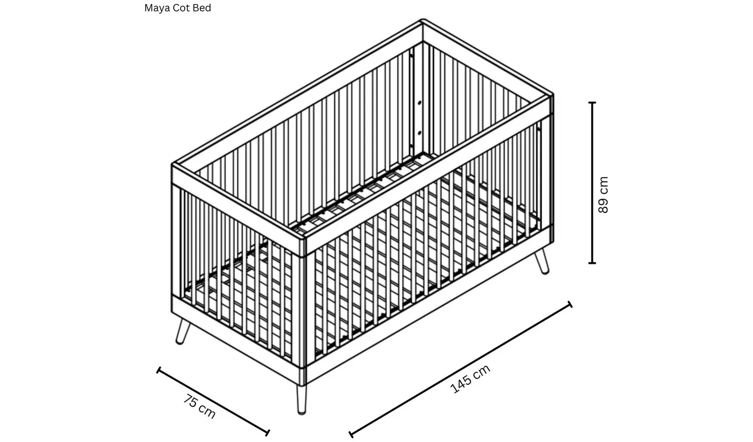 Obaby Maya Cot Bed - White with Acrylic