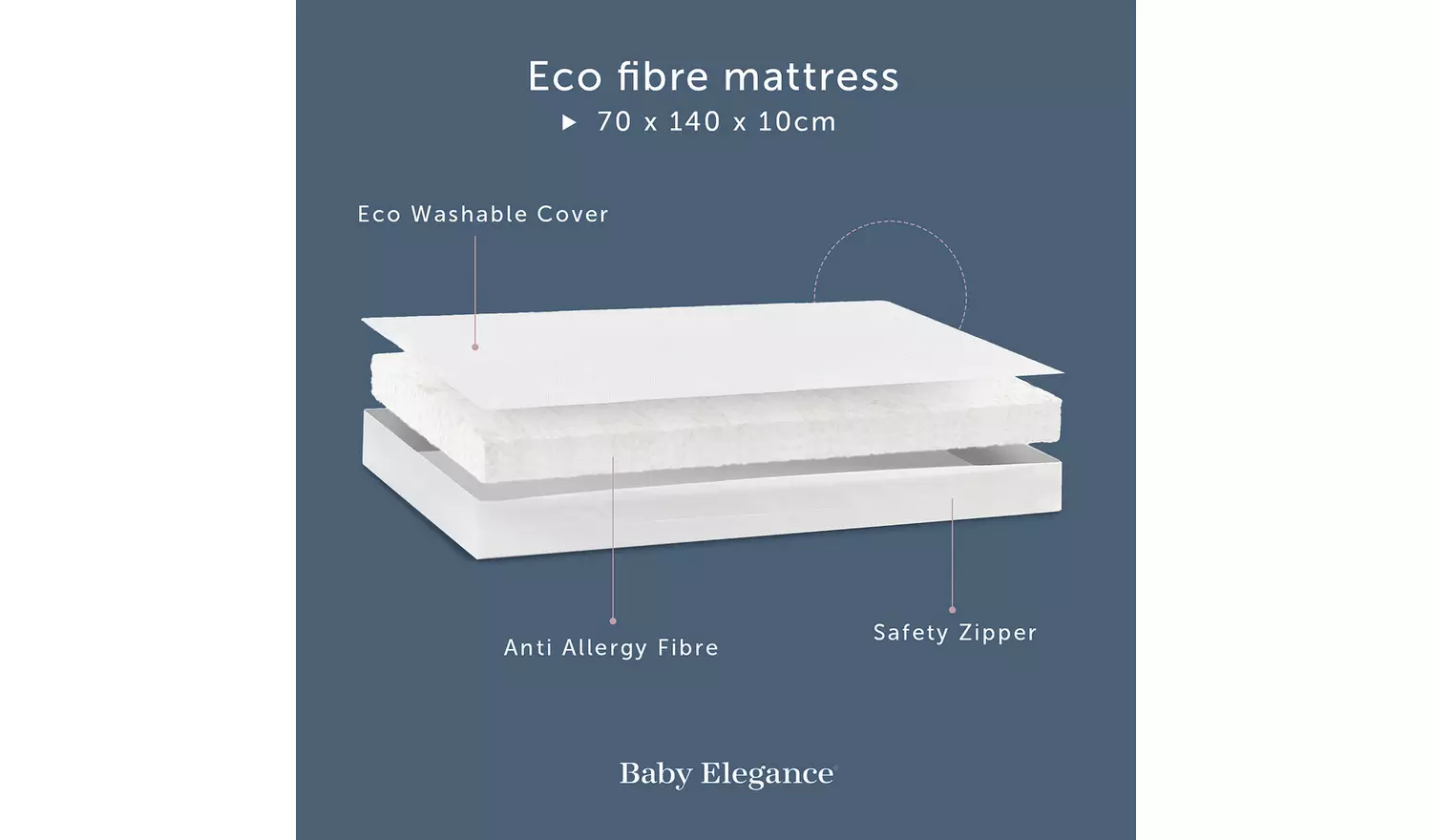 Baby Elegance Travis Baby Cot Bed with Mattress - White