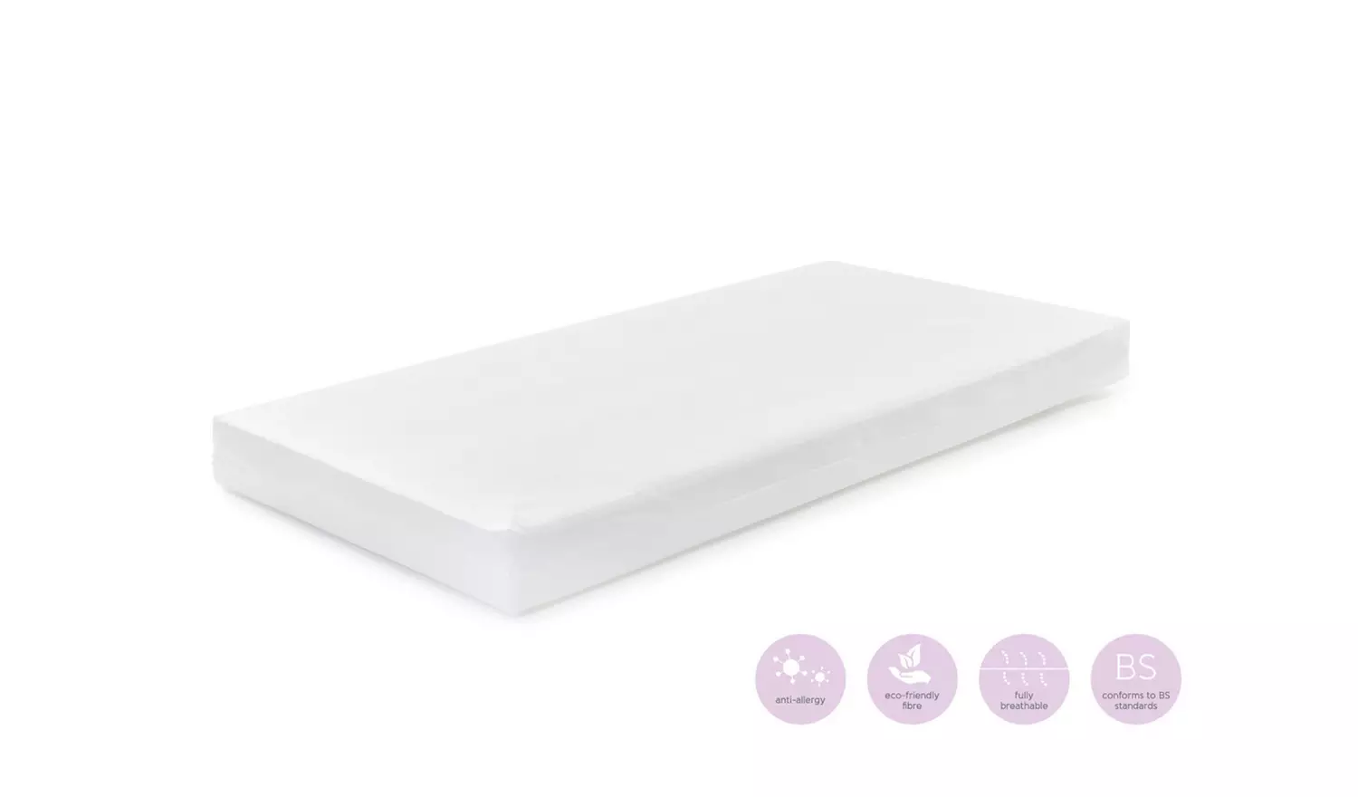 Baby Elegance Travis Baby Cot Bed with Mattress - White