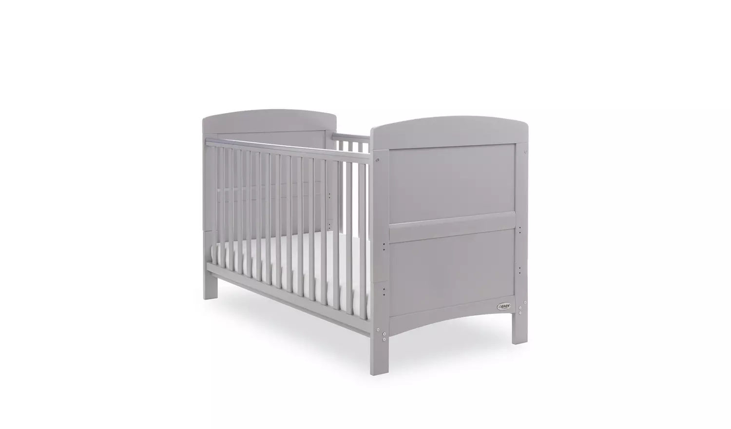 Obaby Grace Baby Cot Bed with Mattress - Warm Grey