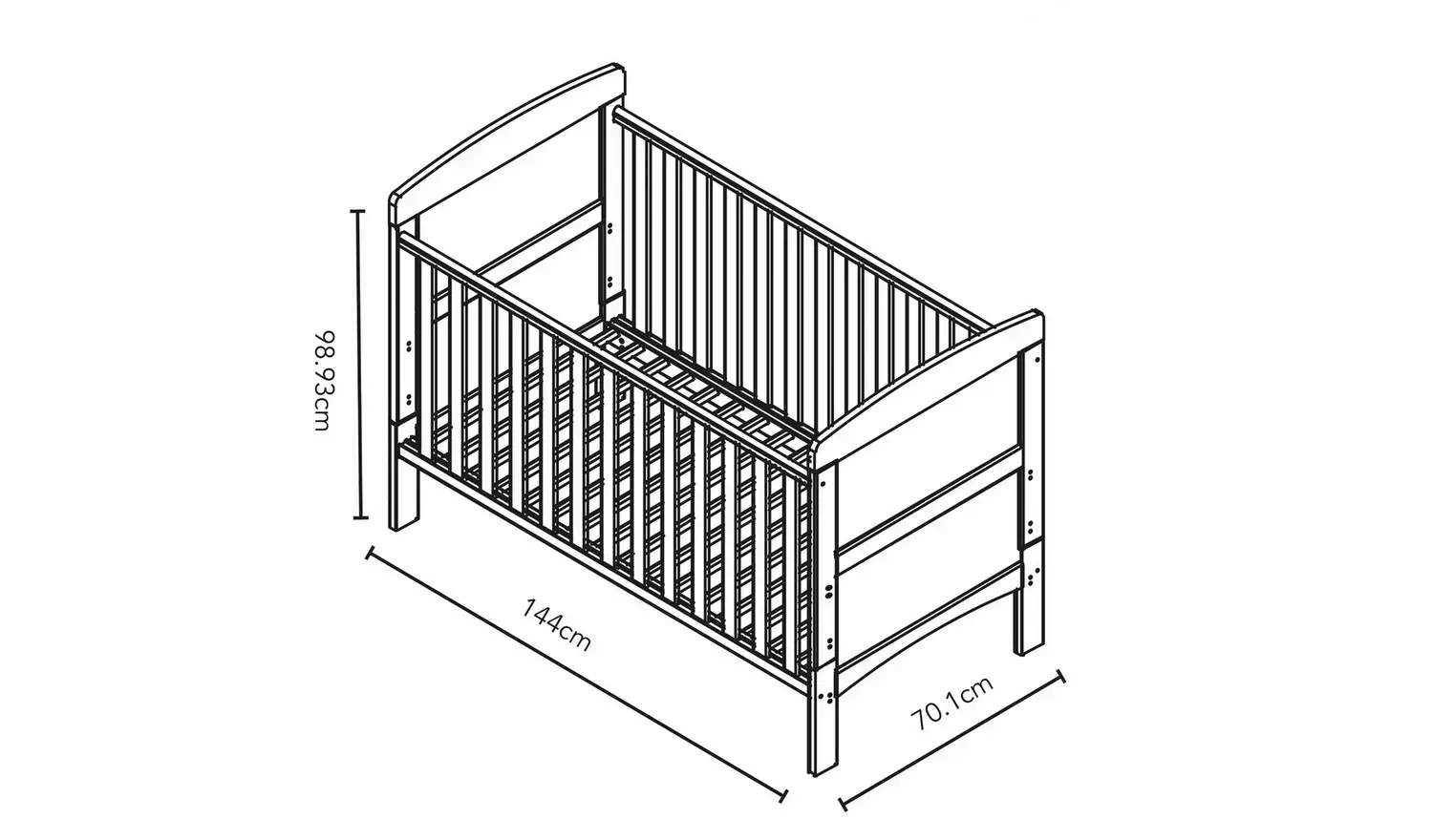 Obaby Grace Baby Cot Bed with Mattress - Warm Grey