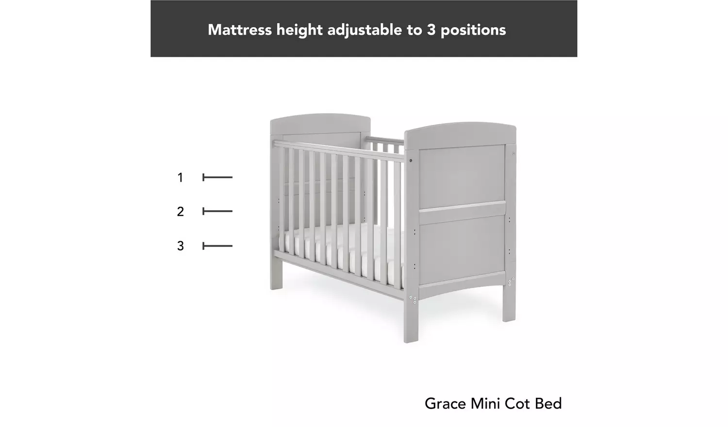 Obaby Grace Mini Cot Bed - Warm Grey