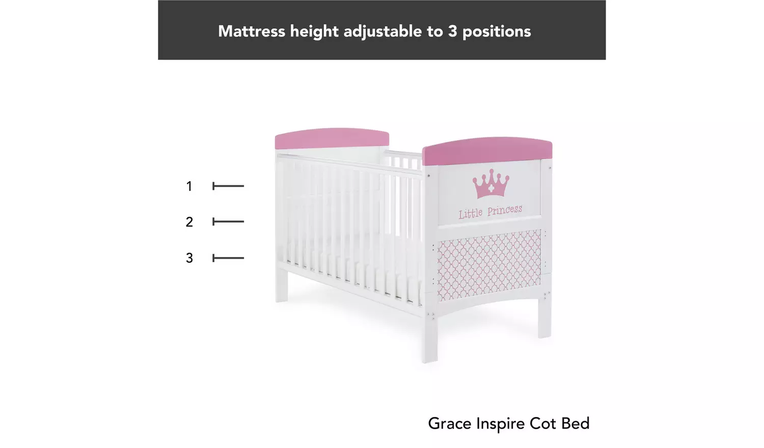 Obaby Grace Inspire Little Princess Cot Bed - White