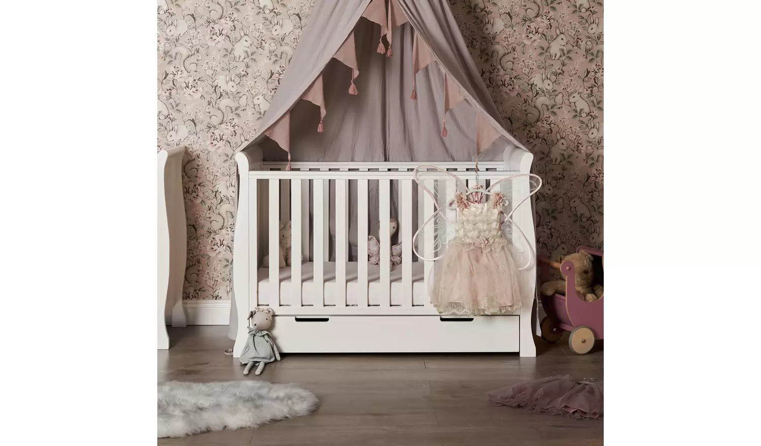 Obaby Stamford Mini Sleigh Cot Bed - White
