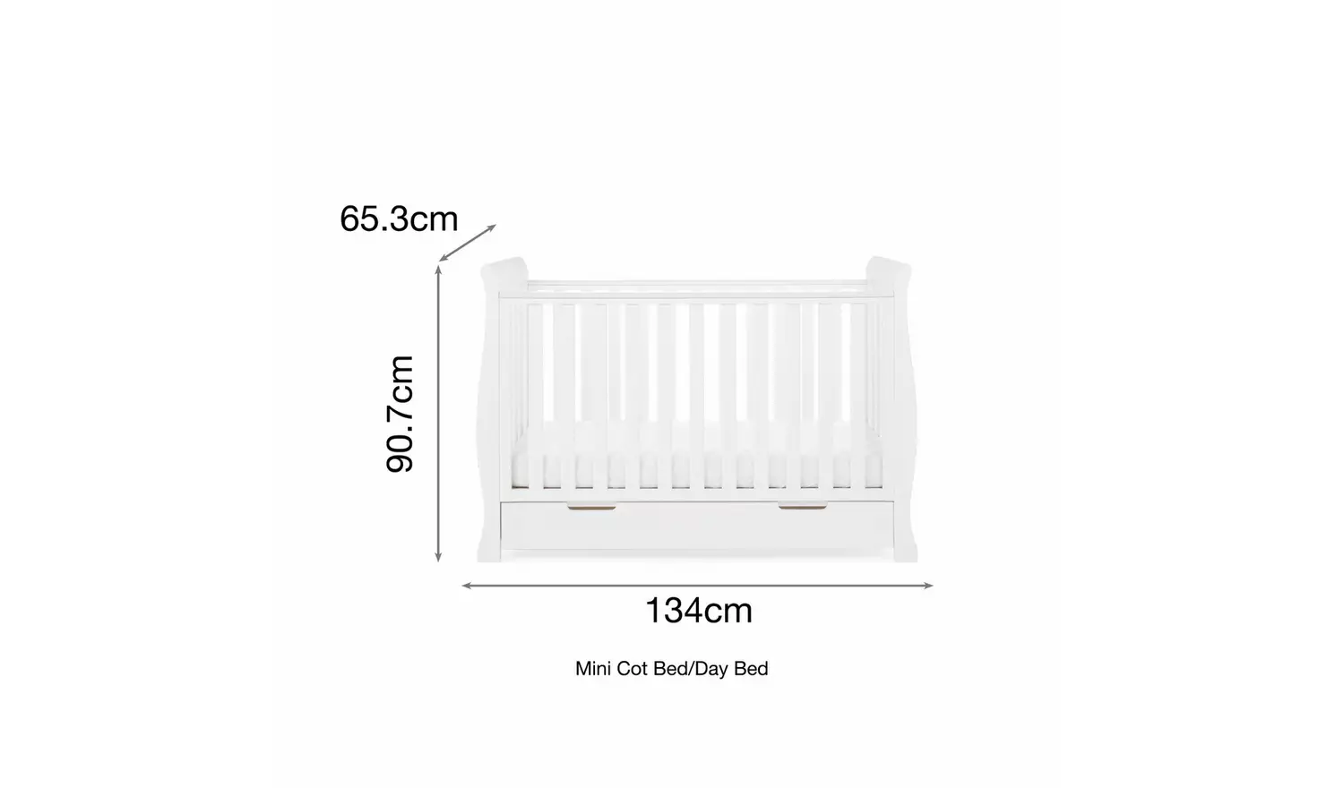 Obaby Stamford Mini Sleigh Cot Bed - White