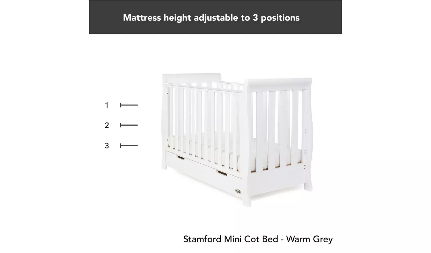 Obaby Stamford Mini Sleigh Cot Bed - White
