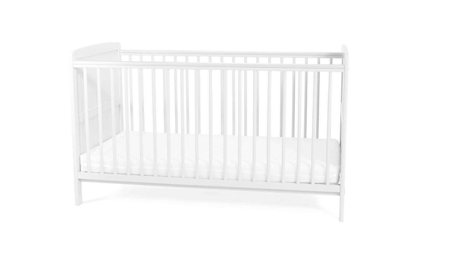 Baby Elegance Travis Baby Cot Bed with Mattress - White