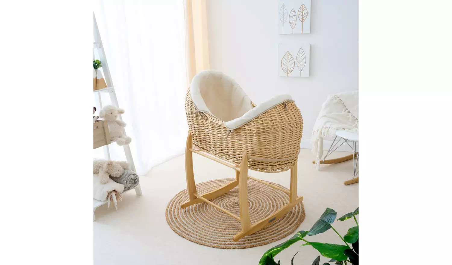 Clair de Lune Organic Cream Noah Pod Moses Basket With Stand