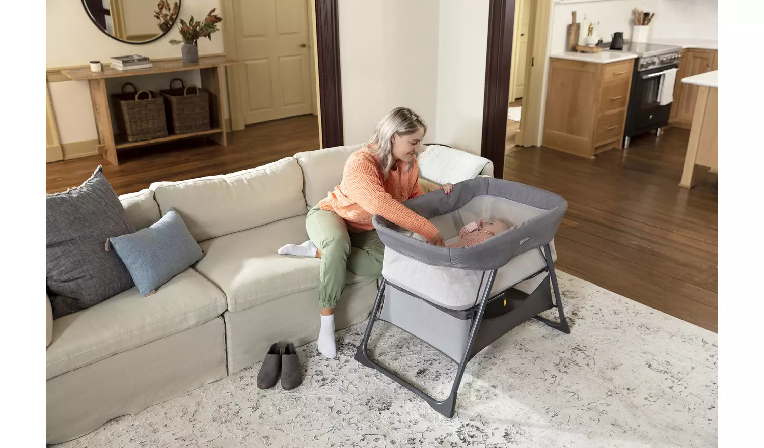 Graco Side-by-Side Bedside Bassinet - Night Sky