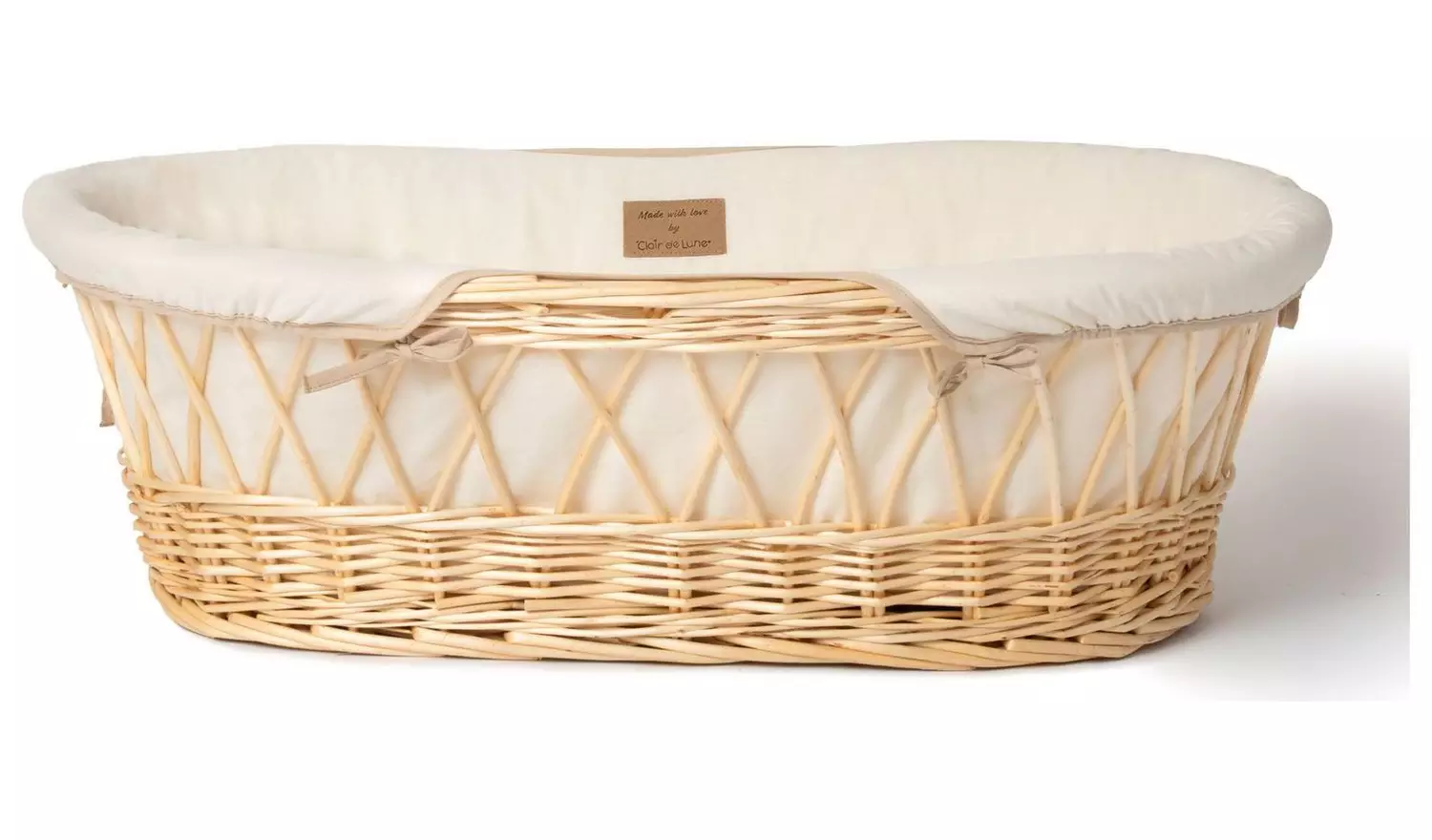 Clair de Lune Organic Wicker Moses Basket With Stand -Cream