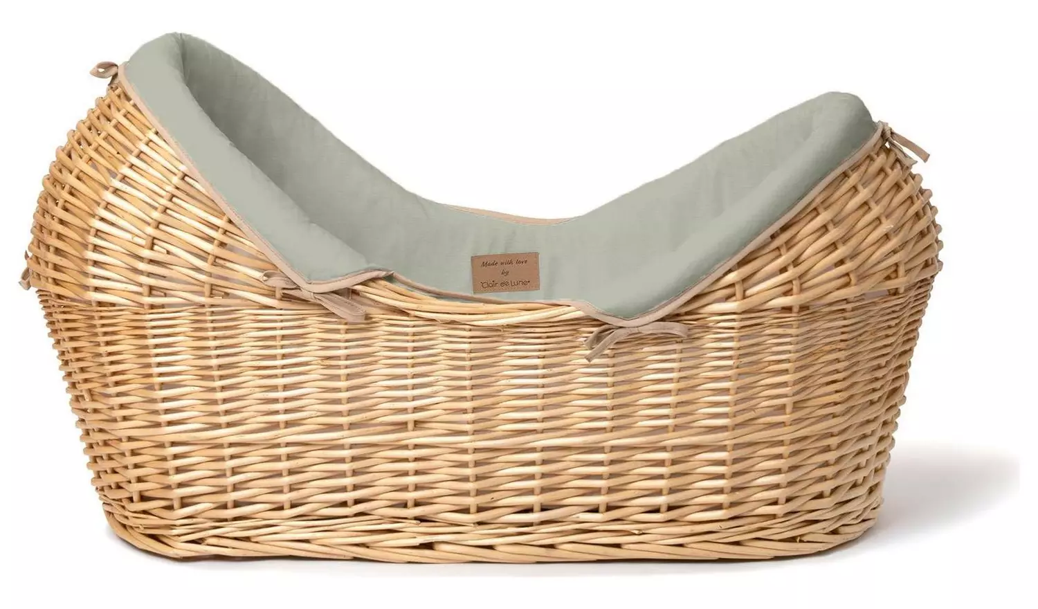 Clair de Lune Organic Noah Pod Moses Basket With Stand -Sage