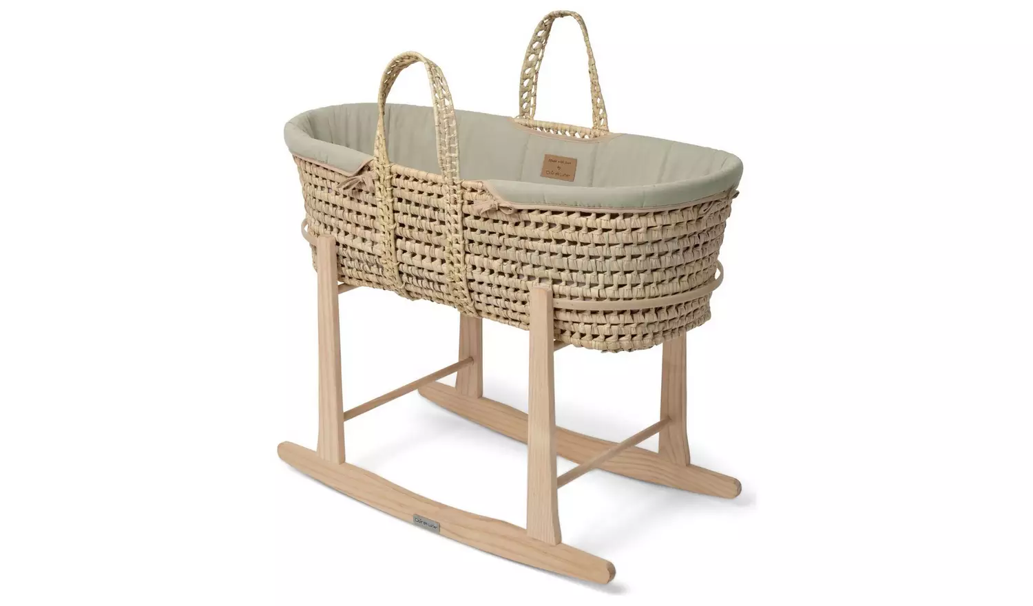 Clair de Lune Organic Palm Moses Basket With Stand - Sage
