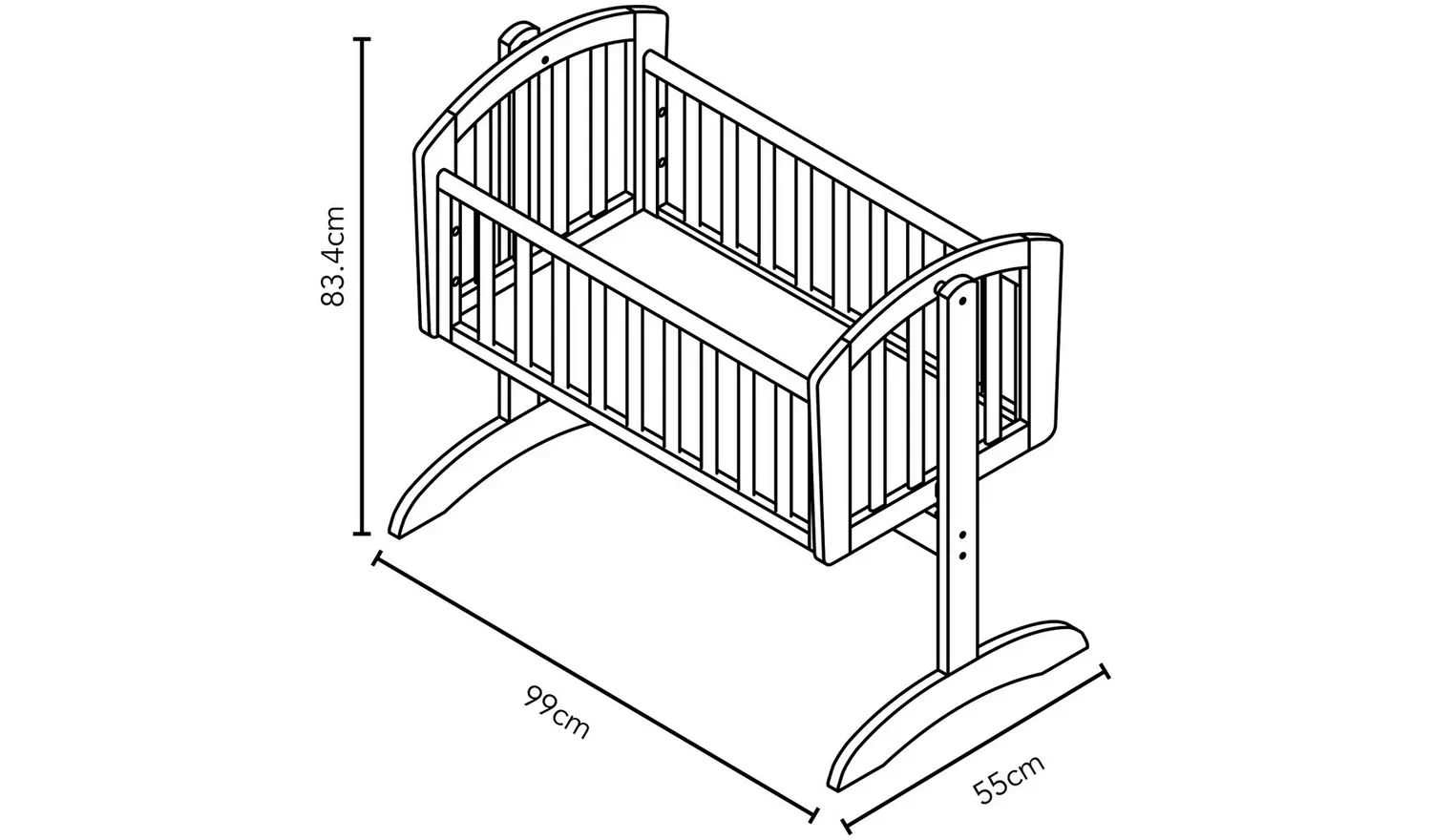 Obaby Sophie Swinging Crib - Warm Grey
