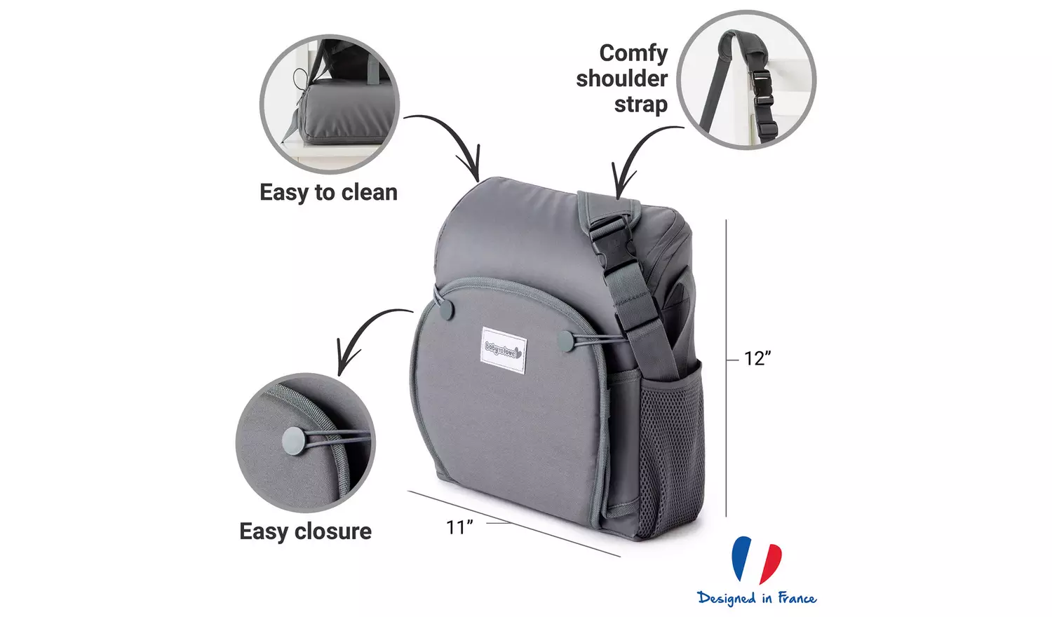 BabyToLove Travel waterproof booster seat with storage grey