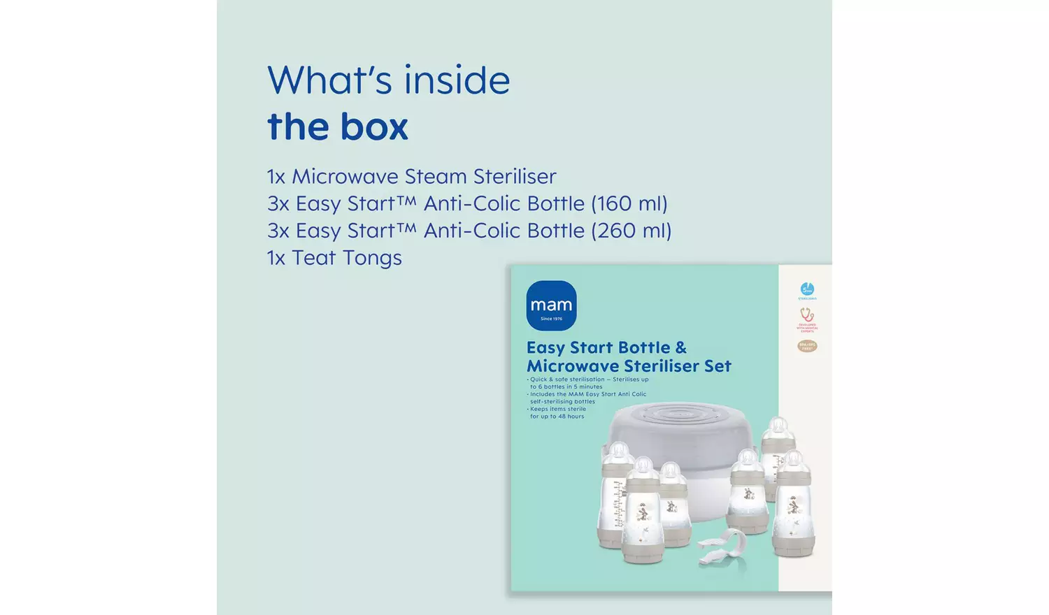 MAM Easy Start Bottle & Microwave Steriliser Set - Grey