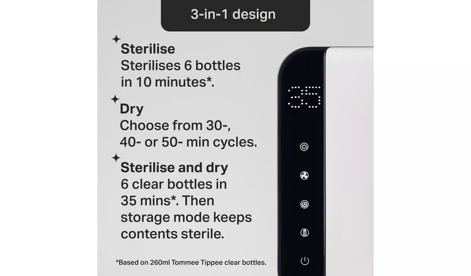 Tommee Tippee Ultra UV Steriliser, Dryer and Storage – White